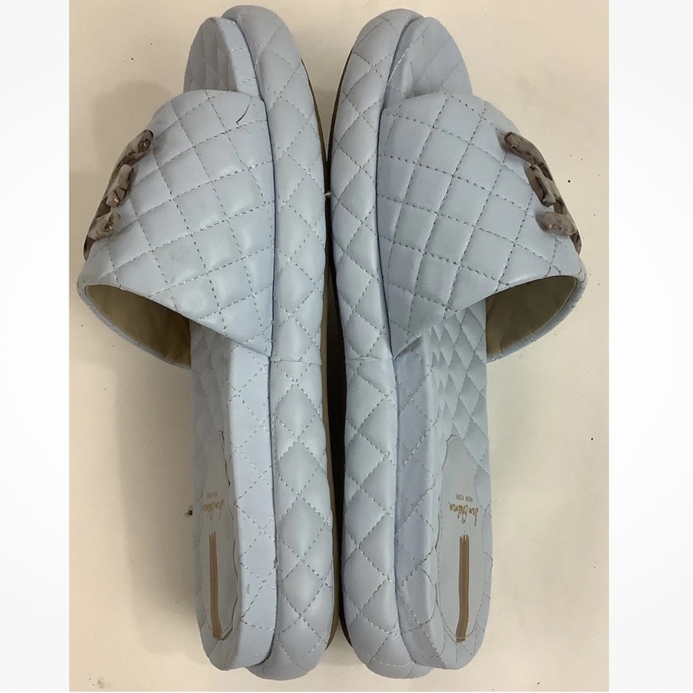 Sam Edelman Sz 9.5 Quilted Leather Karinda Slides In Dusty Blue Casual Style - Picture 6 of 10
